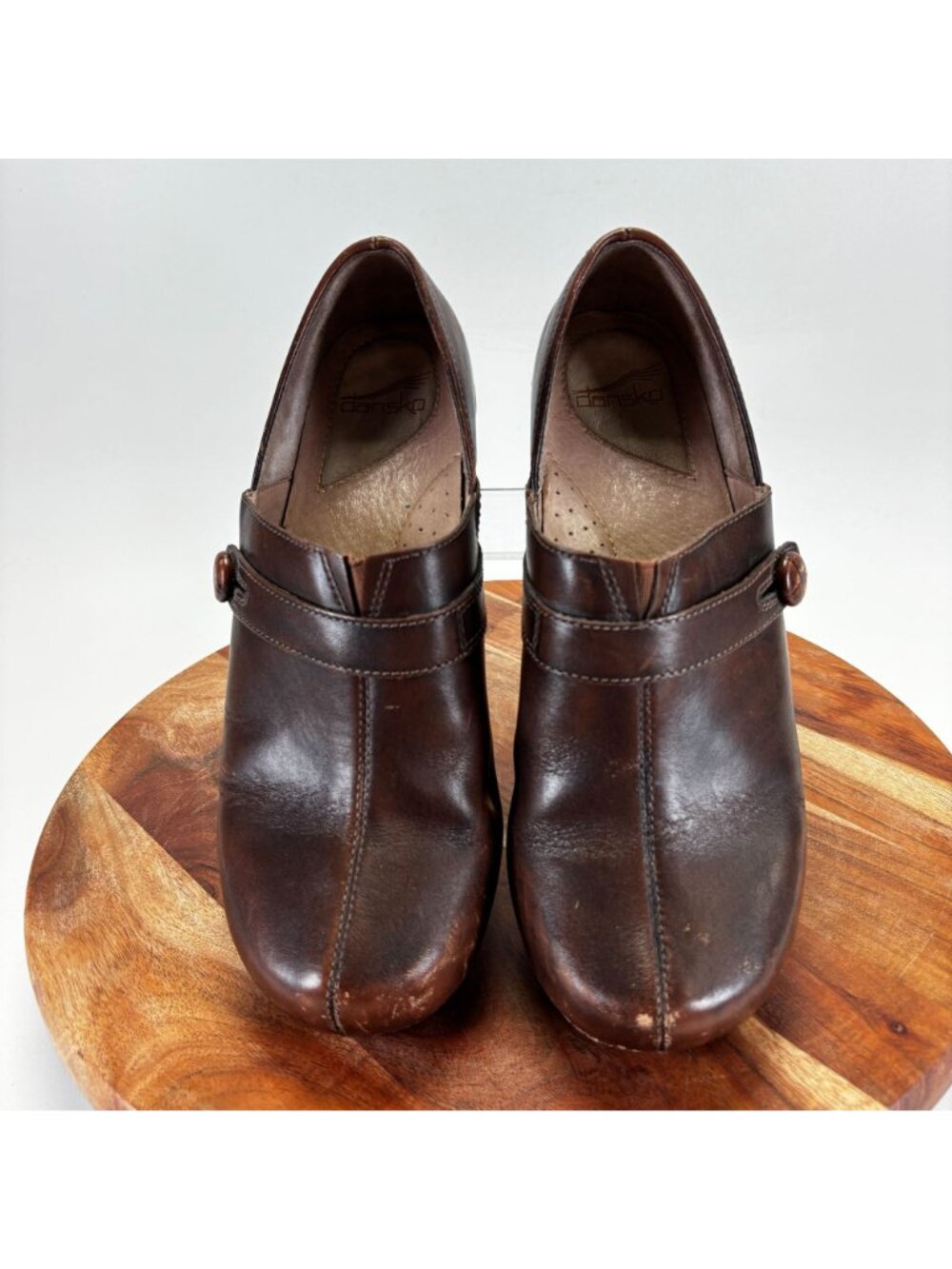 Dansko Womens Size 10 Solstice Button Strap Clog Burnished Brown Leather EU 42 - Picture 7 of 12